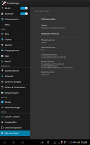 System info Xperia Tablet Z.