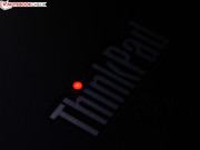 Status LEDs are in the i-Point of the ThinkPad logo (on/off, standby),
