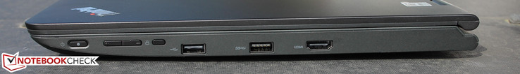Right: Power, volume, rotation lock buttons, USB 2.0, USB 3.0, HDMI