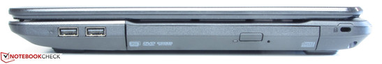 Right side: 2x USB 2.0, DVD burner, Kensington Lock slot