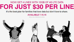 New family plan with 4G LTE from T-Mobile, special offer by Labor Day