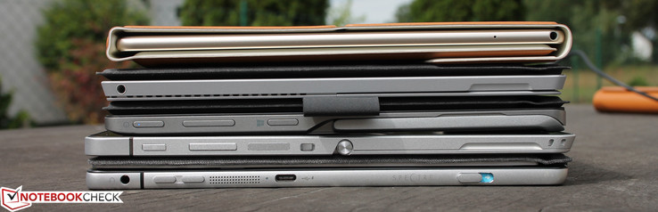 Huawei MateBook, Surface Pro 4, Switch Alpha 12, Elite x2 1012, Spectre x2 12 (top to bottom)