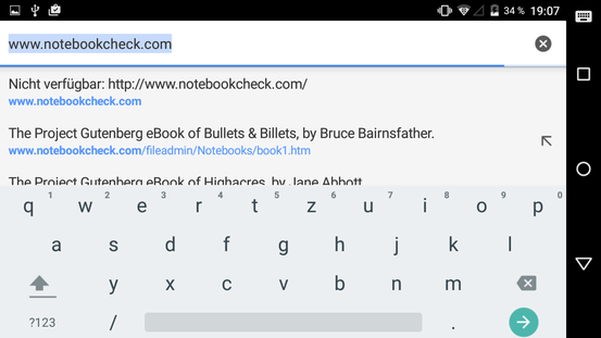 Onscreen keyboard (landscape mode)