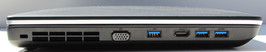 Left side: VGA, HDMI, 3x USB 3.0