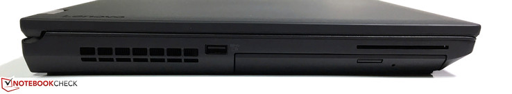 Left: USB 3.0 (Always on), DVD burner, smart-card reader