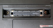 There is a port replicator port on the notebook's bottom (docking station).