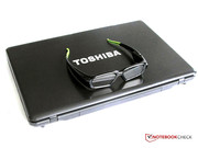 Toshiba notebook with 3D shutter glasses.