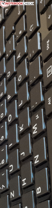The keyboard largely corresponds with the layout of a desktop keyboard.