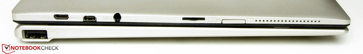 Left side: USB 2.0, micro USB, micro HDMI, audio combo, microSD reader, Windows button