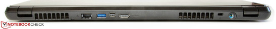 Rear: Gigabit Ethernet socket, USB 3.0, mini-DisplayPort, HDMI, Kensington lock slot, power socket