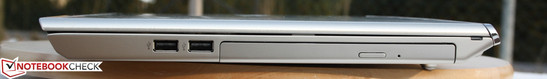 Right: 2x USB 2.0, multi-burner DVD