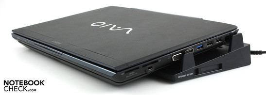 Sony Vaio VPC-SB1Z9EB with Battery Slice VGP-BPSC24 on the Docking Station VGP-PRS20