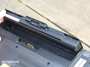 The battery is removed on a roll; it sits very securely in its mounting.
