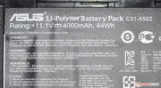 The battery has a capacity of 44 Wh.