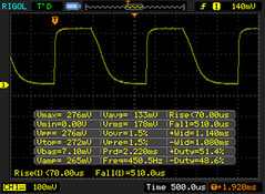 PWM except at maximum brightess - here 450 Hz@135 cd/m²