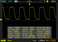 PWM, except at maximum brightness, here 454 Hz@150 cd/m²