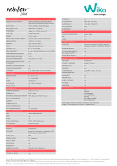 Wiko Rainbow Jam Specs