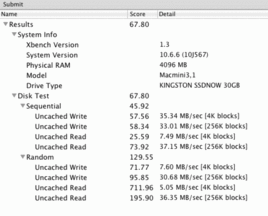 XBench 1.3 result MacOs X 10.6.6