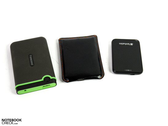 Different sizes: 2x 2.5" (left) and 1.8" Pocket HD (right)