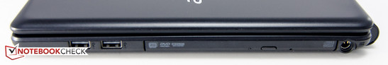 Right side: 2x USB 2.0, DVD burner, power jack