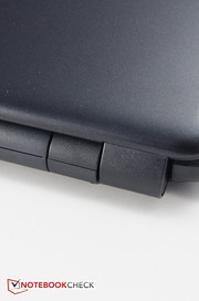 The hinge is very stiff, but can't hold the display all that well