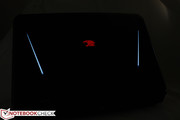 The backlight also lights the logo and subtle blue streaks
