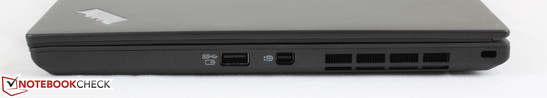 Right: always-on USB 3.0, Mini-DisplayPort, Kensington Lock