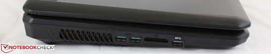Left: 3x USB 3.0, SD reader