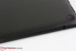 Stereo speak grilles on opposite back edges Stereo speak grilles on opposite back edges