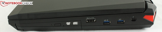 Right: Optical drive, 1x eSATA/USB, 2x USB 3.0, 1x Thunderbolt