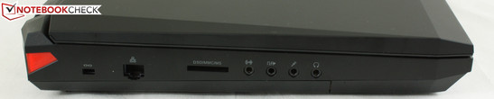 Left: Kensington Lock, Gigabit Ethernet, Card reader, 3.5 mm S/PDIF, Headphone, Mic, Line-in