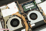 50 mm CPU fan alongside the larger 60 mm GPU fan