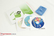 User's guide, drivers disc, CyberLink Media Suite 8 disc, and cleaning cloth come standard. LCD calibration disc is optional