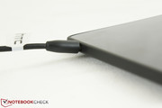 The micro USB port is slightly angled for an easier connection