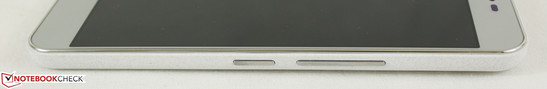 Right: Power button, Volume rocker