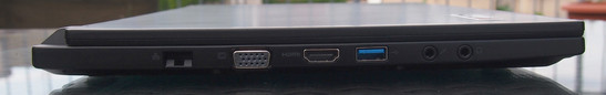 Left side: LAN, VGA, HDMI, USB 3.0, stereo jacks
