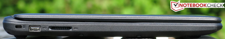 Left: Kensington Lock slot, USB 2.0, memory card reader