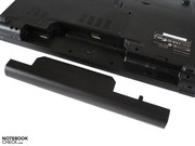 The long battery takes up most of the back of the laptop.