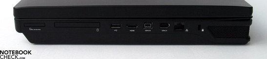 Right Side: CardReader, USB 2.0, HDMI, Firewire 1394b, Firewire 1394b, LAN, Kensington Lock