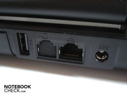USB 2.0, RJ-45 Gigabit LAN and DC-in on the back
