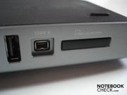 USB 2.0, Firewire and 8-in-1 cardreader on the left