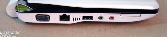 Left side: VGA, LAN, USB, audio ports, Multi-Cardreader