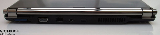 Back Side: SD Cardreader, VGA, LAN, power plug, Kensington lock