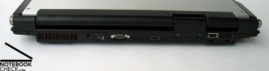 Back: Fan, Kensington Lock, S-Video, VGA, HDMI, 4xUSB 2.0, E-SATA