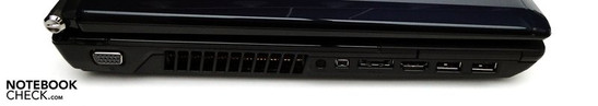Left side: VGA, Firewire, eSATA, HDMI, 2x USB