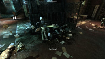 PhysX on – Batman's cape whirls up paper authentically in the surroundings