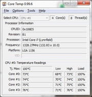 The temperature gradually rises in the processor cores and graphic card at the beginning of the stresstest