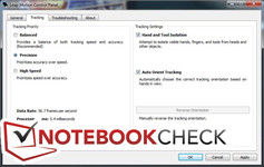 The driver has a setting for tracking options.