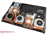 Three fans are responsible for cooling.