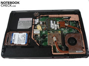 The case tray in an opened state HDD, CPU and RAM are accessible